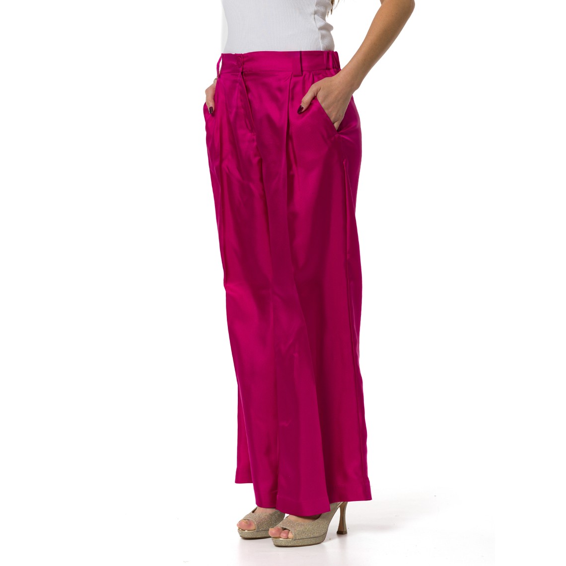 Pantaloni in twill di seta Marella