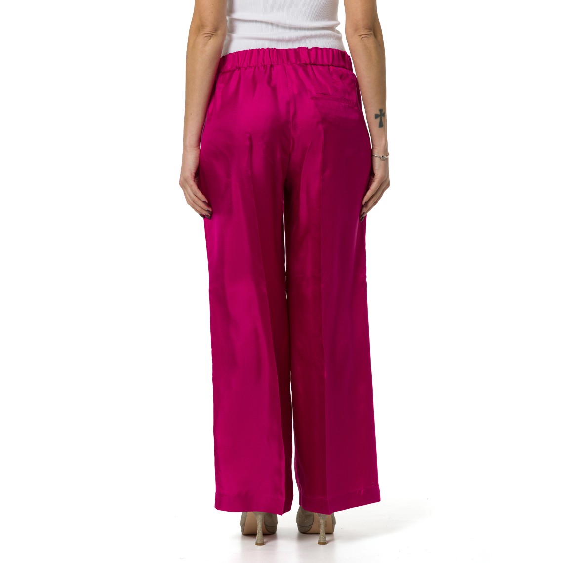Pantaloni in twill di seta Marella