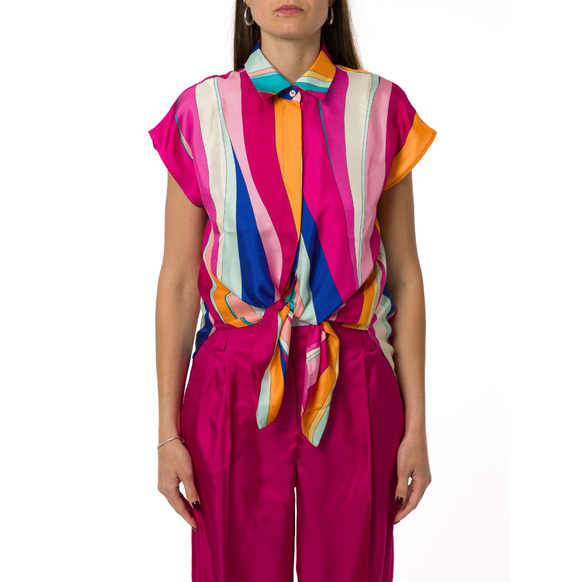 Camicia in twill di seta con nodo Marella