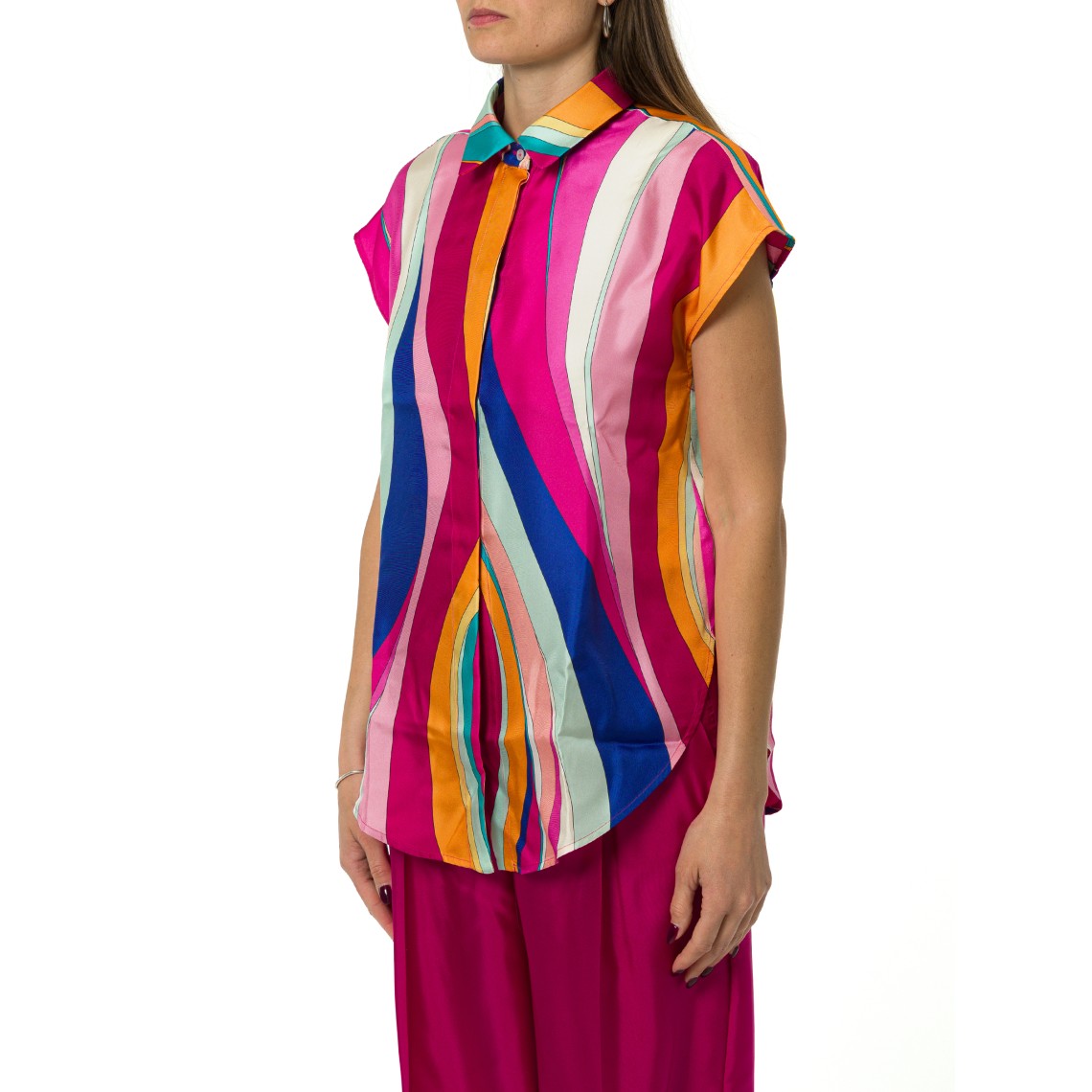 Camicia in twill di seta con nodo Marella