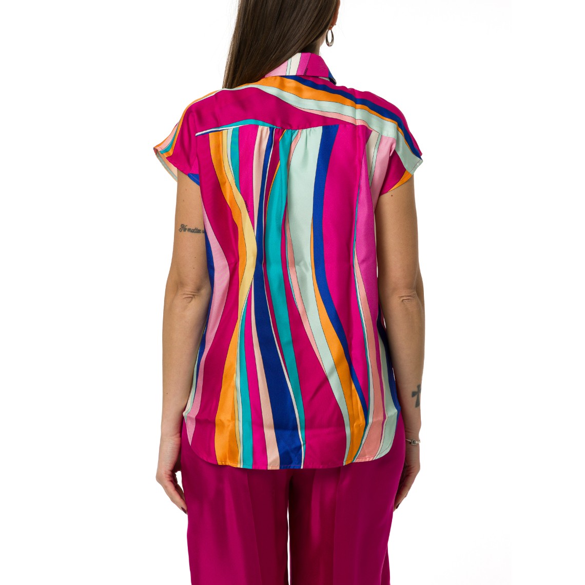 Camicia in twill di seta con nodo Marella