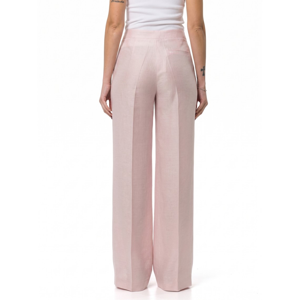 Pantaloni wide-leg in raso di misto lino i Blues