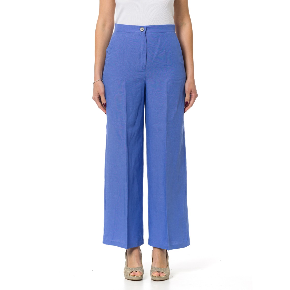 Pantalone fluido in viscosa e lino Emme Marella