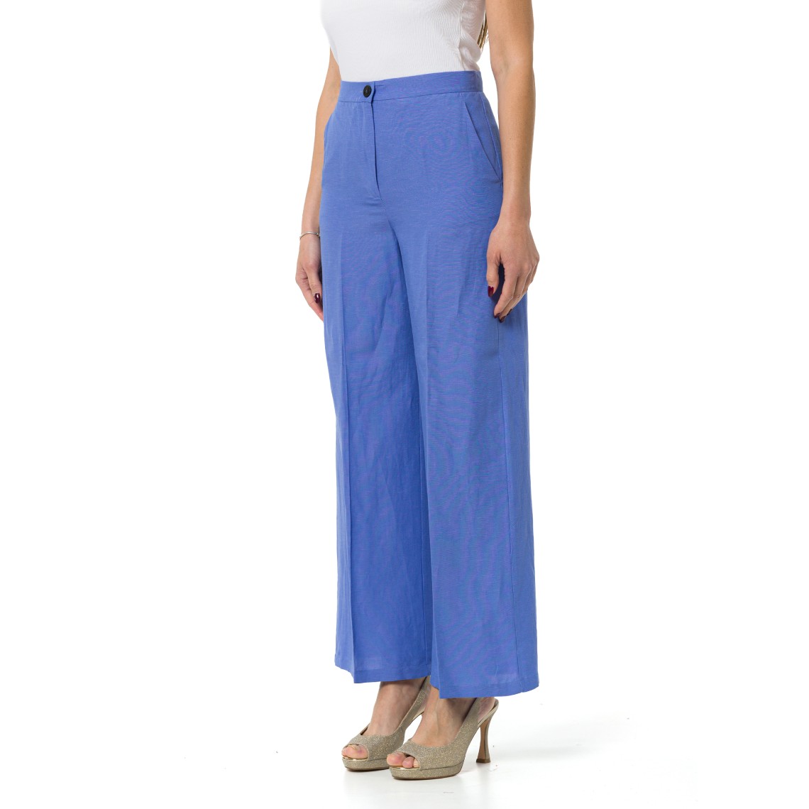 Pantalone fluido in viscosa e lino Emme Marella