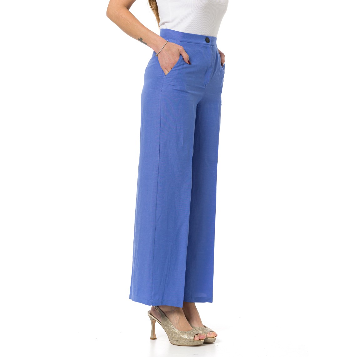 Pantalone fluido in viscosa e lino Emme Marella