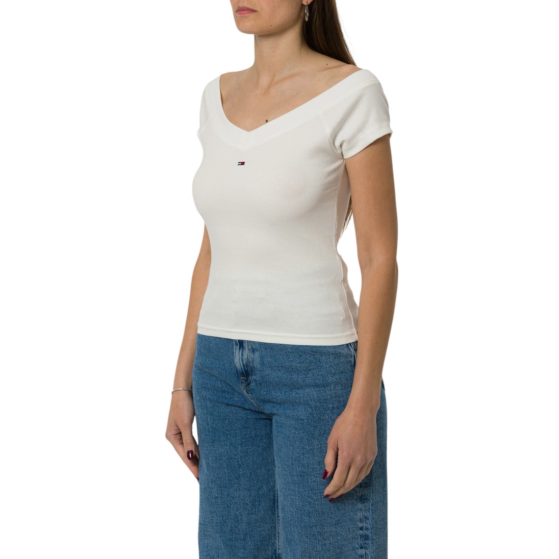 T-shirt slim fit a coste Tommy Jeans
