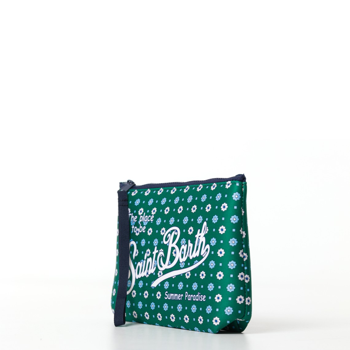 Pochette Aline in scuba verde con stampa a fiori all-over Mc2 Saint Barth