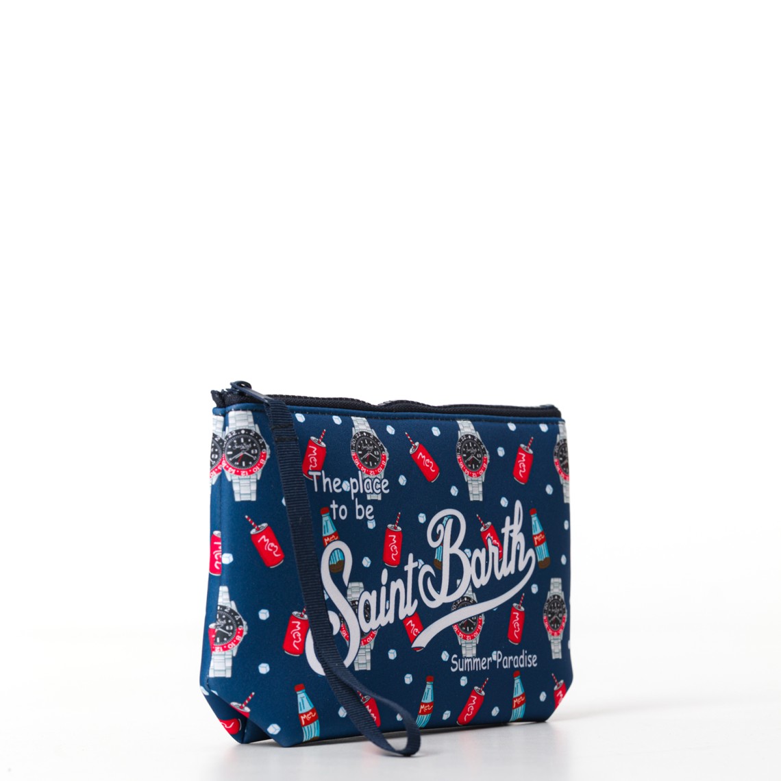 Pochette Aline in scuba con stampa orologi e cola Mc2 Saint Barth