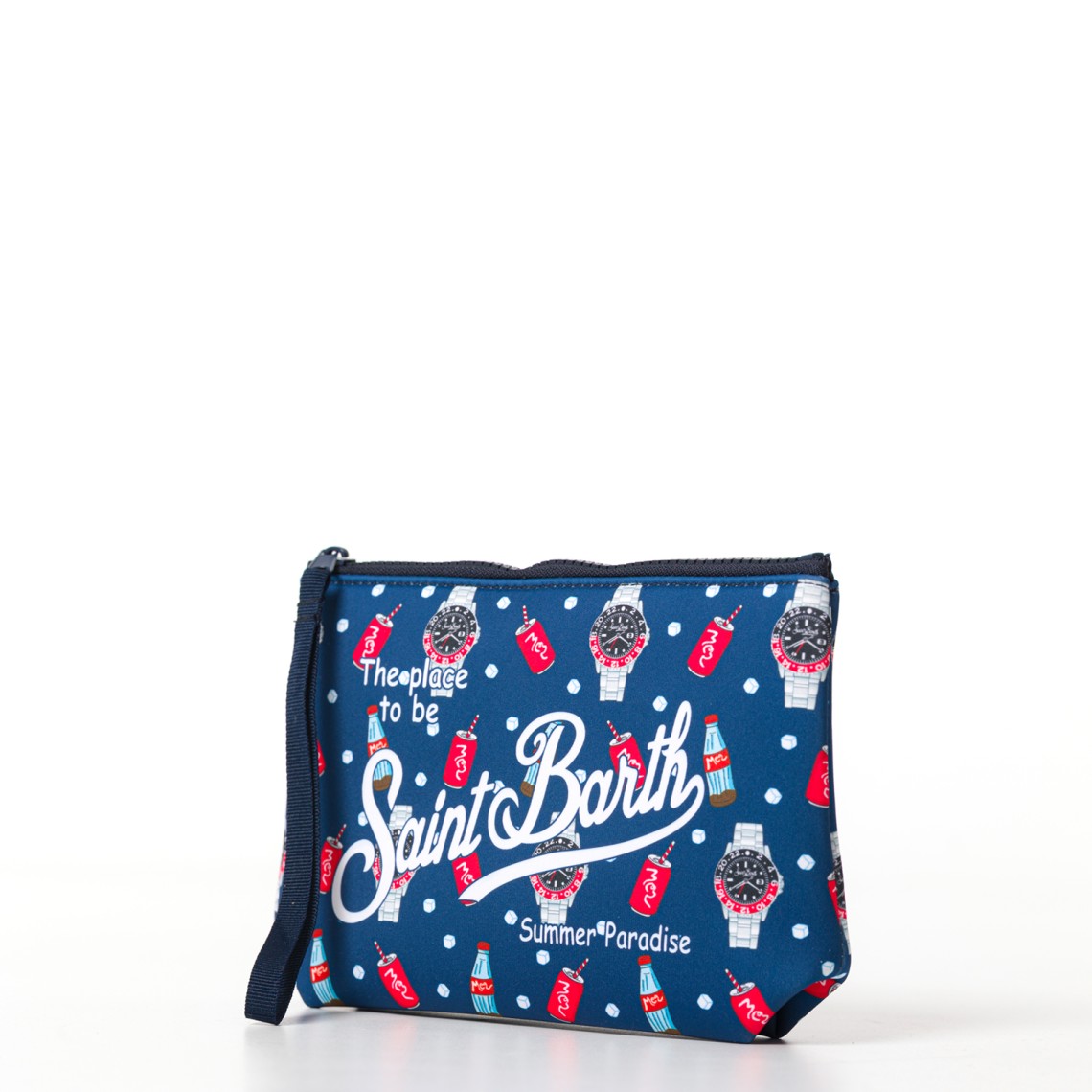 Pochette Aline in scuba con stampa orologi e cola Mc2 Saint Barth