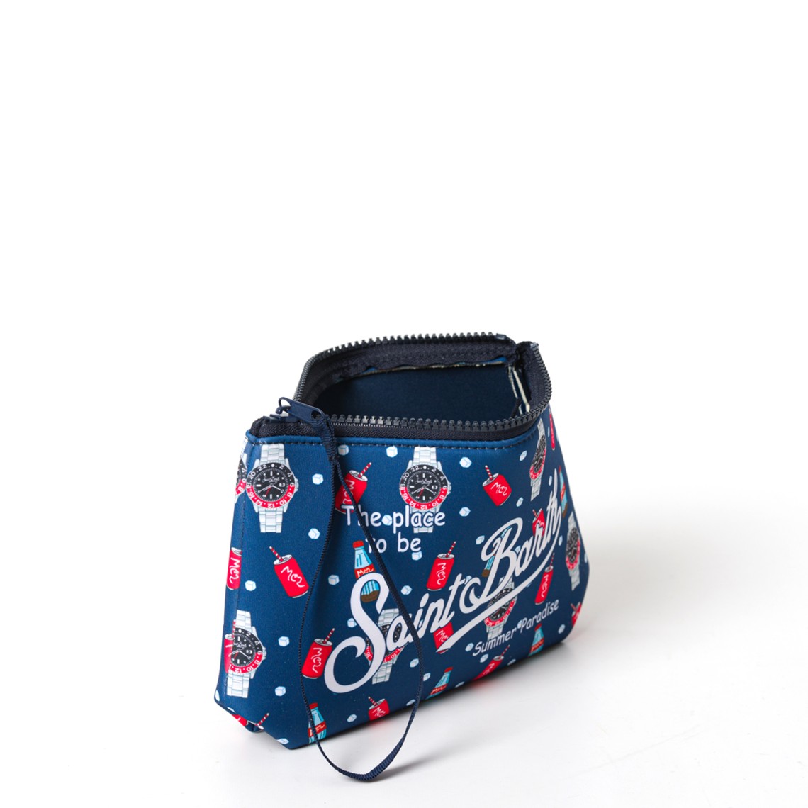 Pochette Aline in scuba con stampa orologi e cola Mc2 Saint Barth