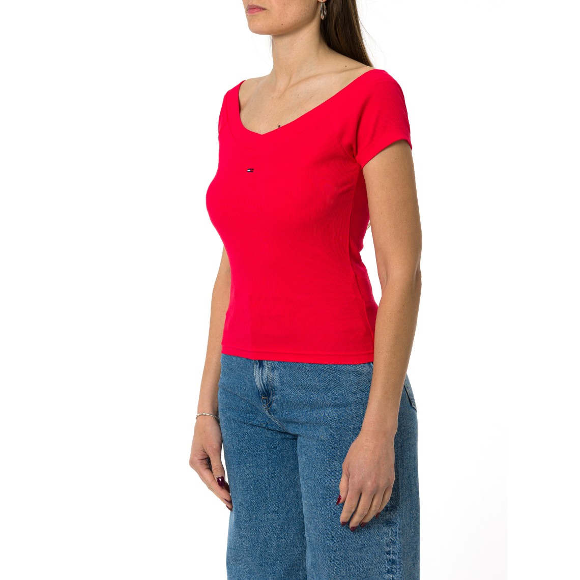T-shirt slim fit a coste Tommy Jeans