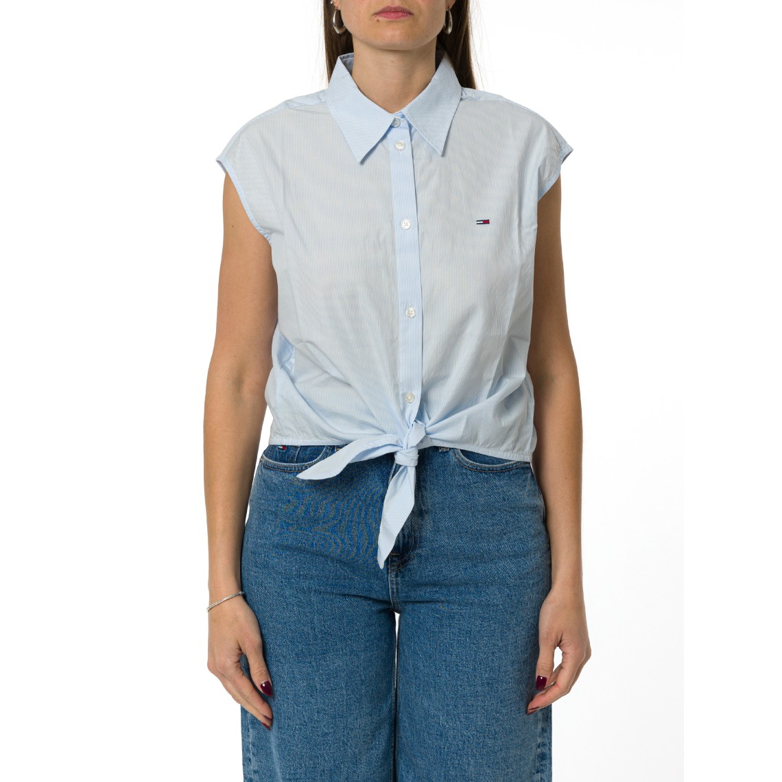 Camicia smanicata a righe con nodo Tommy Jeans