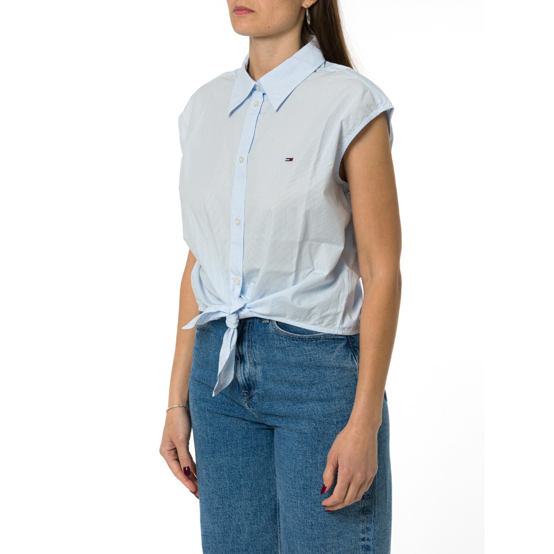Camicia smanicata a righe con nodo Tommy Jeans
