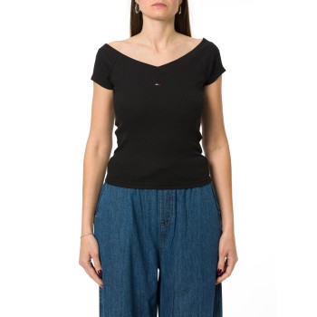 T-shirt slim fit a coste Tommy Jeans