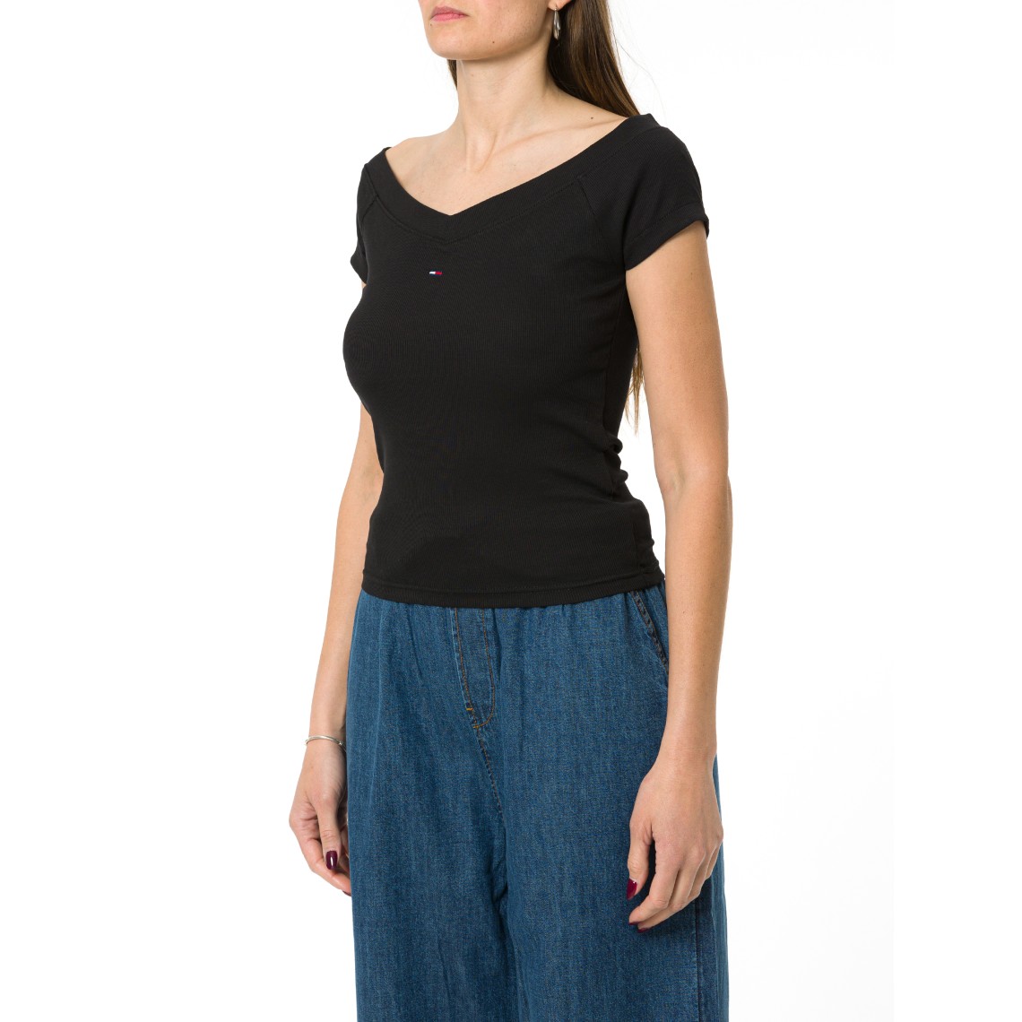T-shirt slim fit a coste Tommy Jeans