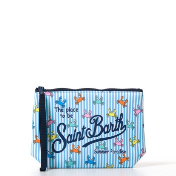 Pochette Aline in scuba a righe con stampa granchietti...