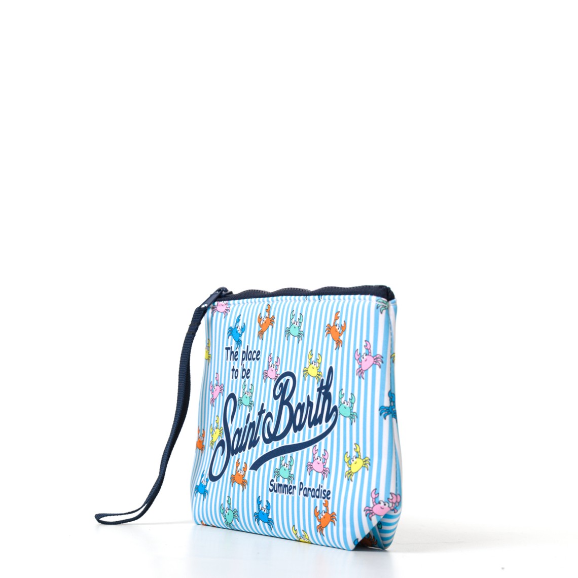 Pochette Aline in scuba a righe con stampa granchietti Mc2 Saint Barth