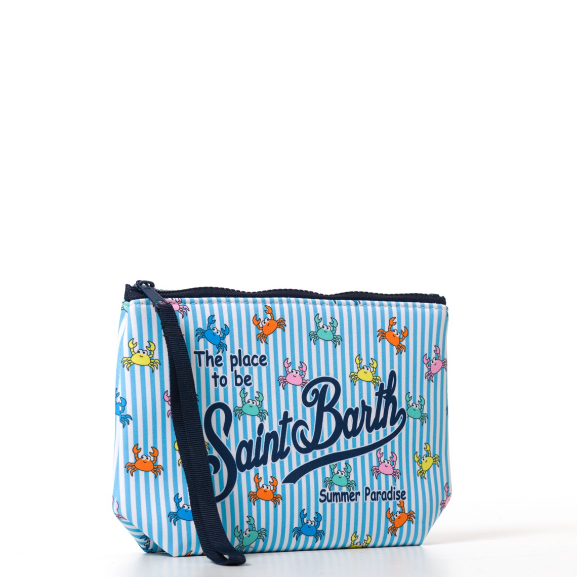 Pochette Aline in scuba a righe con stampa granchietti Mc2 Saint Barth