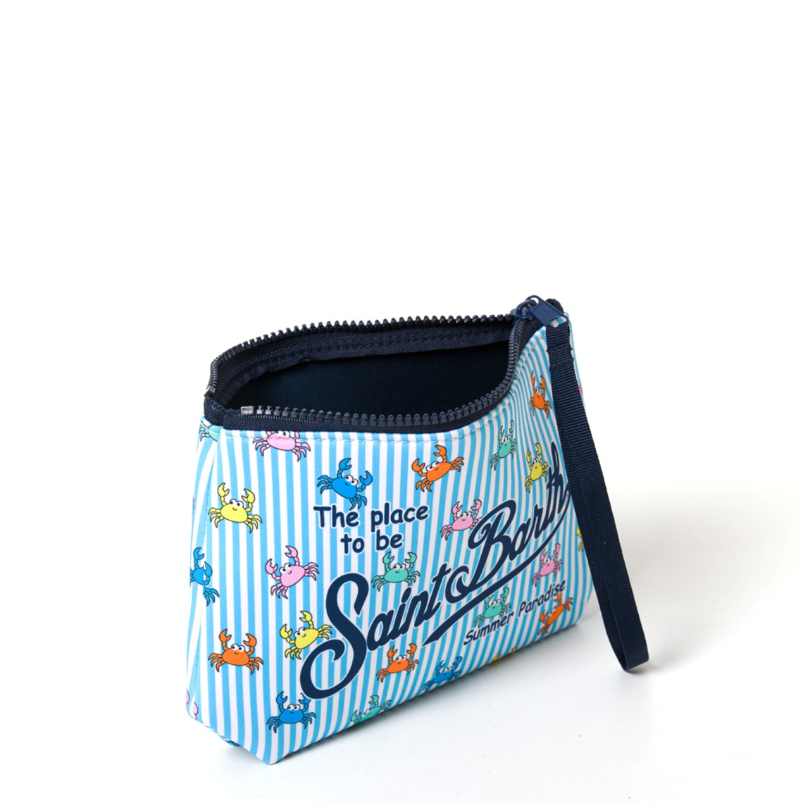 Pochette Aline in scuba a righe con stampa granchietti Mc2 Saint Barth