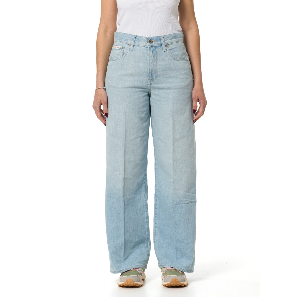 Jeans wide-leg in denim di cotone e lino Calvin Klein Jeans