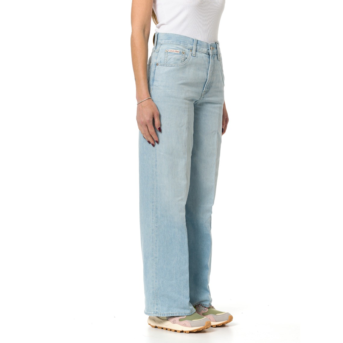 Jeans wide-leg in denim di cotone e lino Calvin Klein Jeans