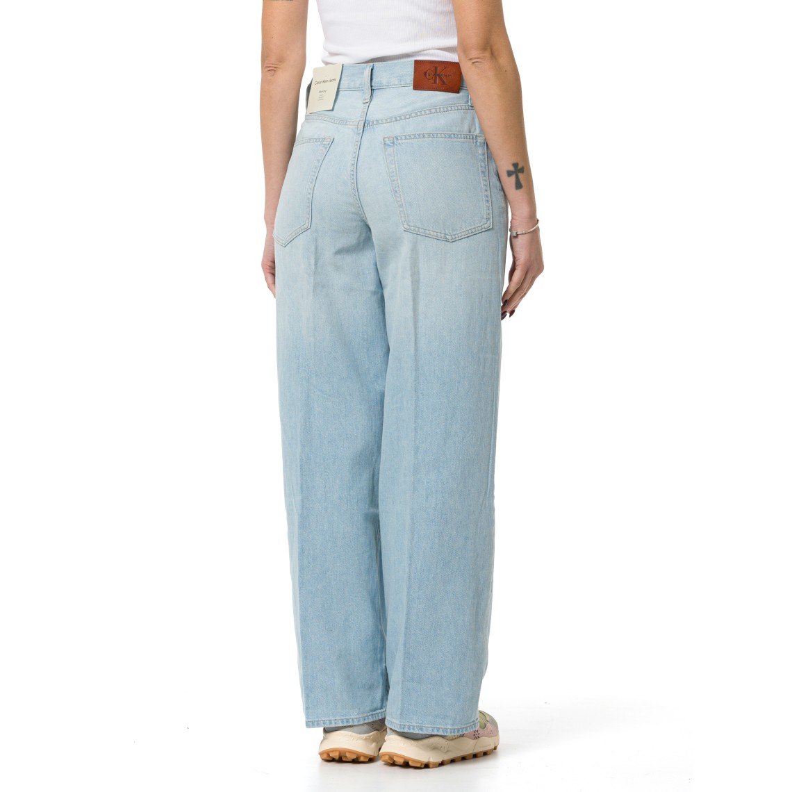 Jeans wide-leg in denim di cotone e lino Calvin Klein Jeans