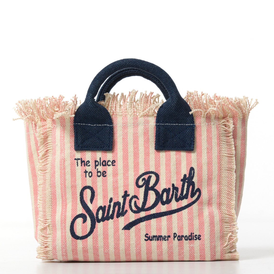 Borsa Vanity mini in canvas a righe rosa Mc2 Saint Barth