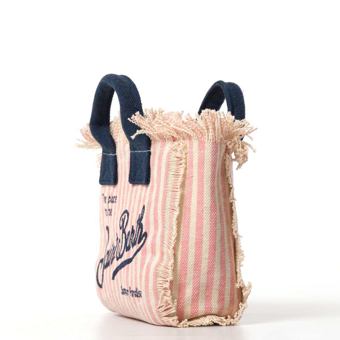 Borsa Vanity mini in canvas a righe rosa Mc2 Saint Barth