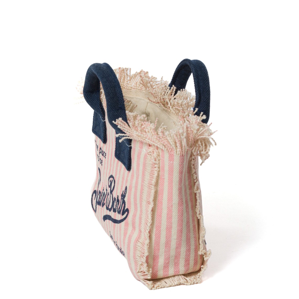 Borsa Vanity mini in canvas a righe rosa Mc2 Saint Barth