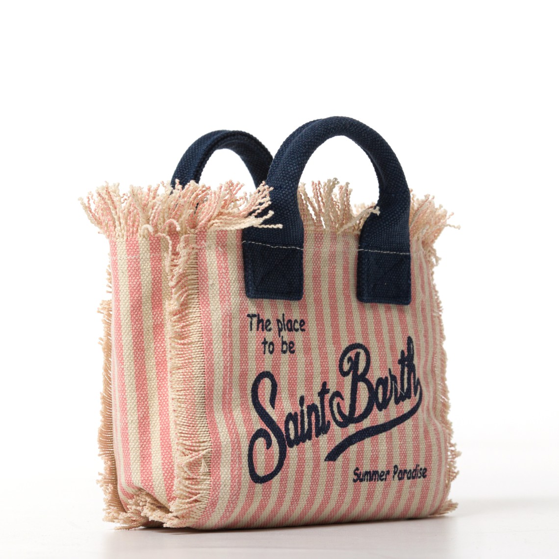 Borsa Vanity mini in canvas a righe rosa Mc2 Saint Barth