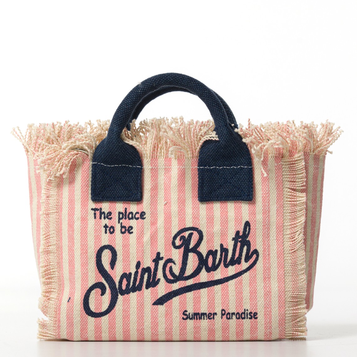 Borsa Vanity mini in canvas a righe rosa Mc2 Saint Barth