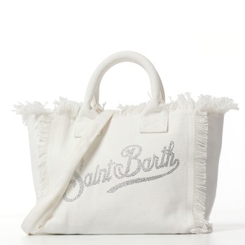 Borsa Colette in canvas bianca con logo in strass Mc2...
