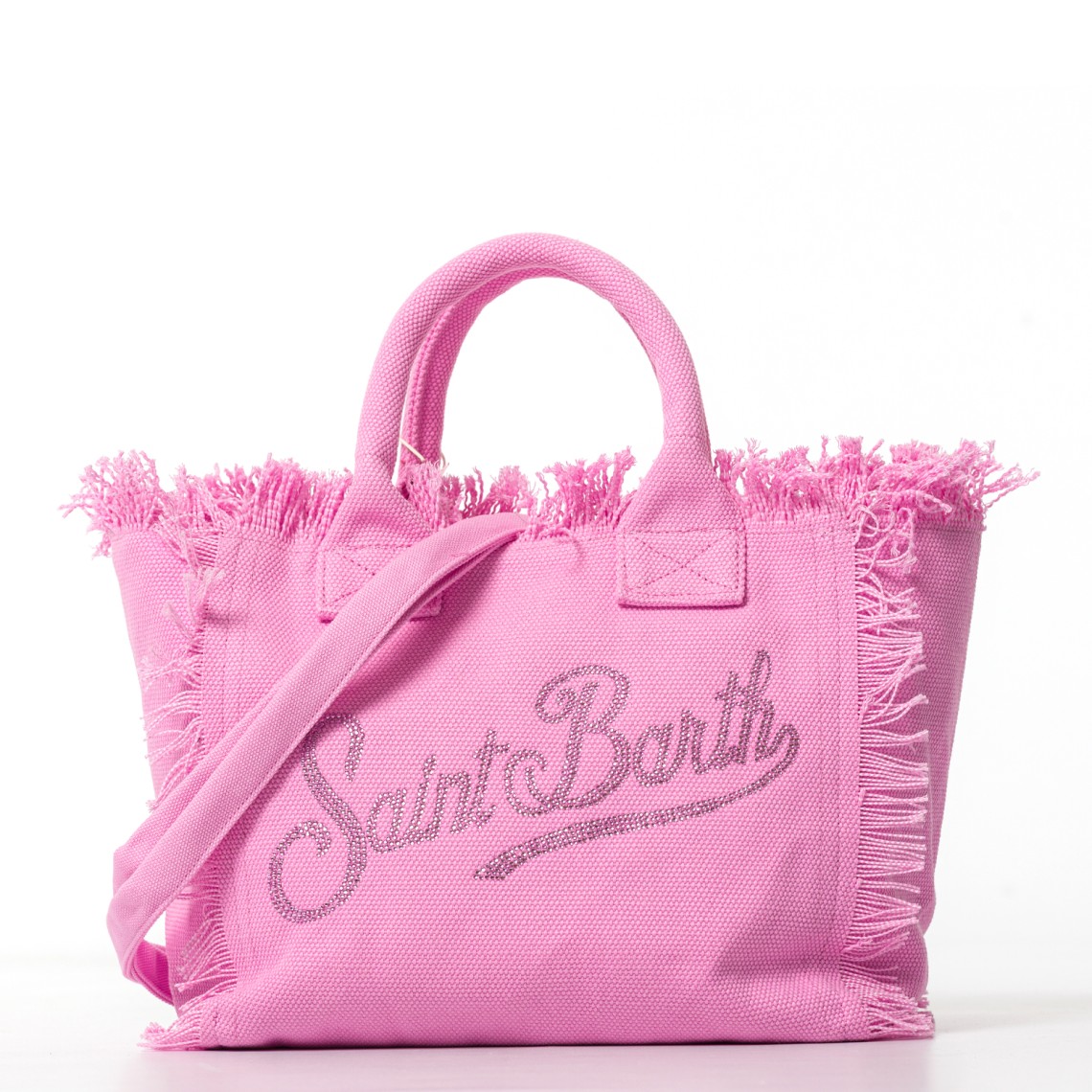 Borsa Colette in canvas rosa con logo in strass Mc2 Saint Barth