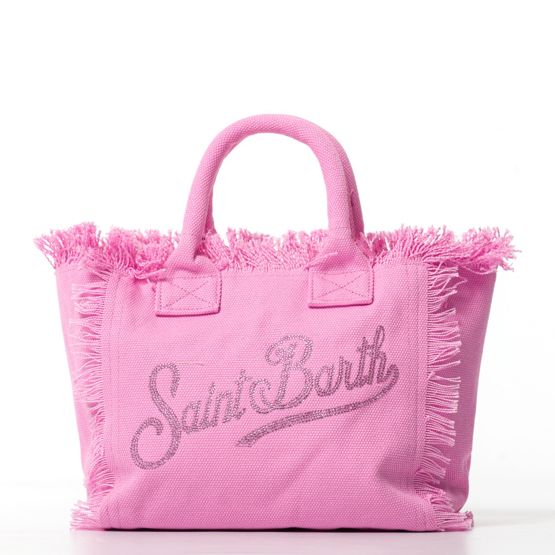 Borsa Colette in canvas rosa con logo in strass Mc2 Saint Barth