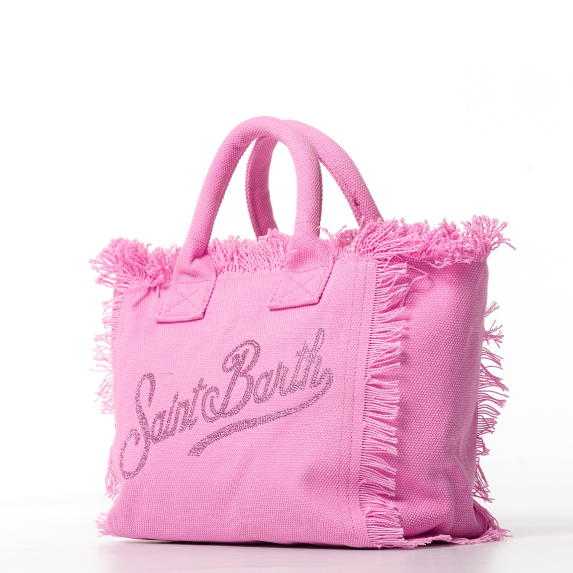 Borsa Colette in canvas rosa con logo in strass Mc2 Saint Barth