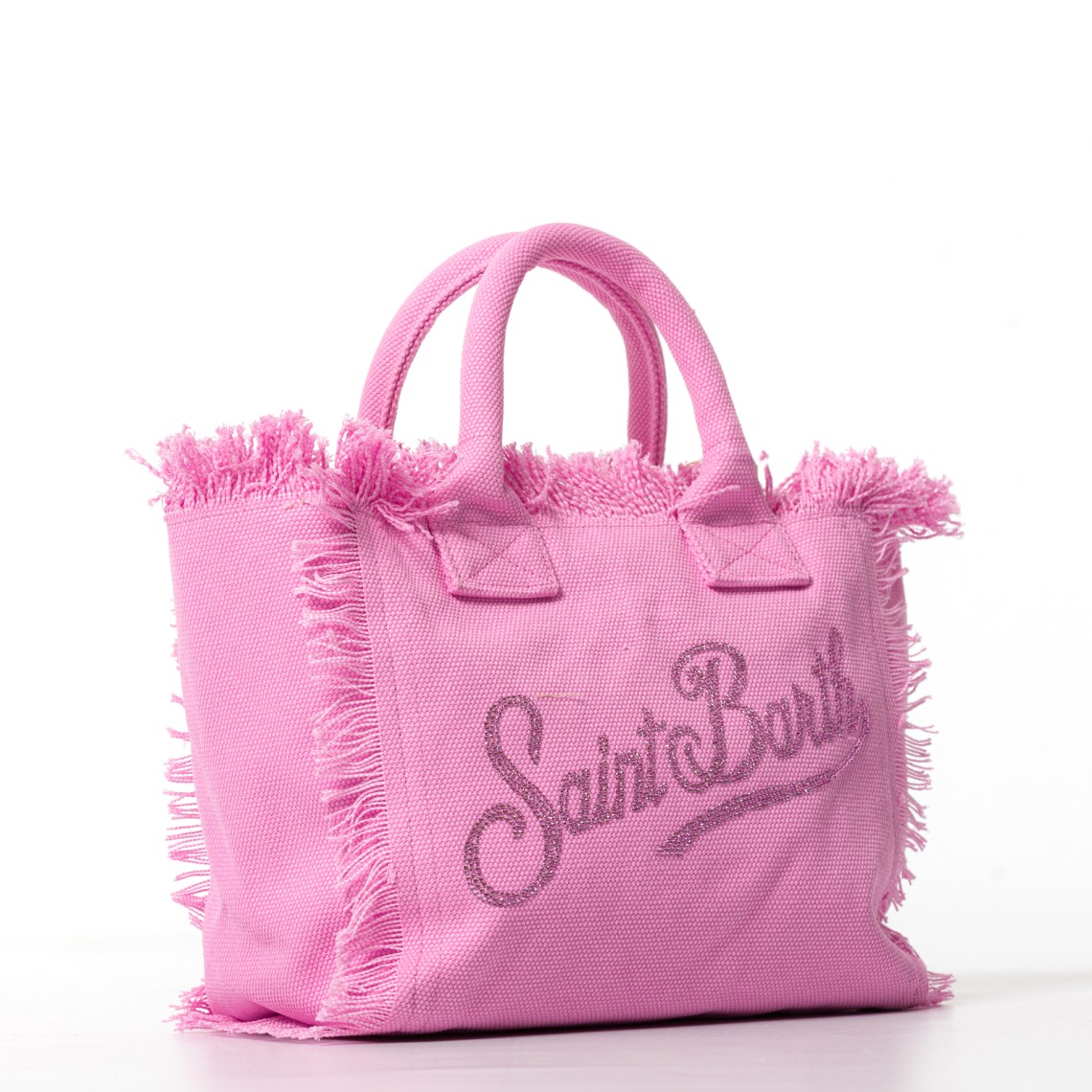 Borsa Colette in canvas rosa con logo in strass Mc2 Saint Barth