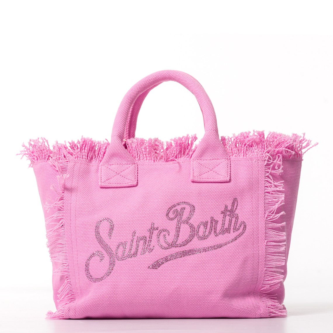 Borsa Colette in canvas rosa con logo in strass Mc2 Saint Barth