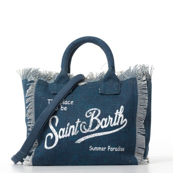 Borsa Colette blu indaco in canvas con frange Mc2 Saint...