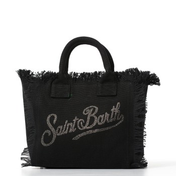 Borsa Colette nera in canvas con frange Mc2 Saint Barth