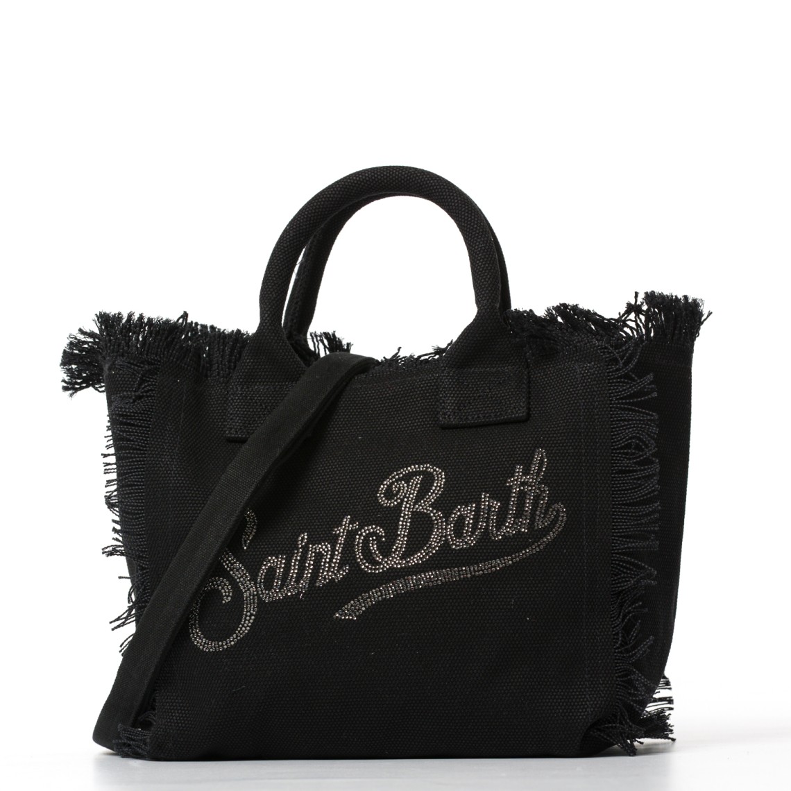 Borsa Colette nera in canvas con frange Mc2 Saint Barth