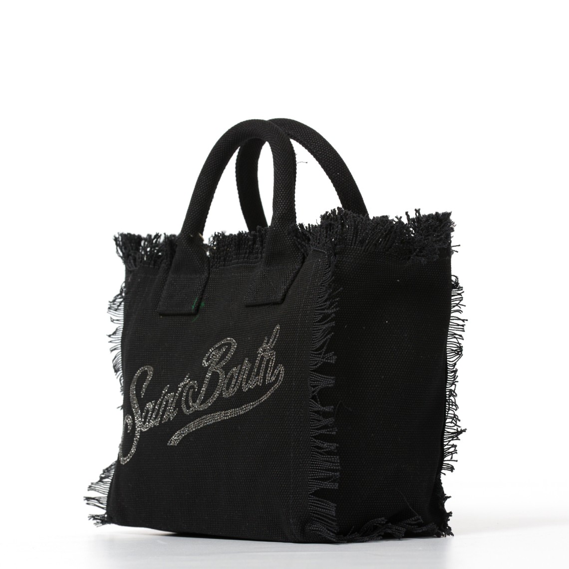 Borsa Colette nera in canvas con frange Mc2 Saint Barth