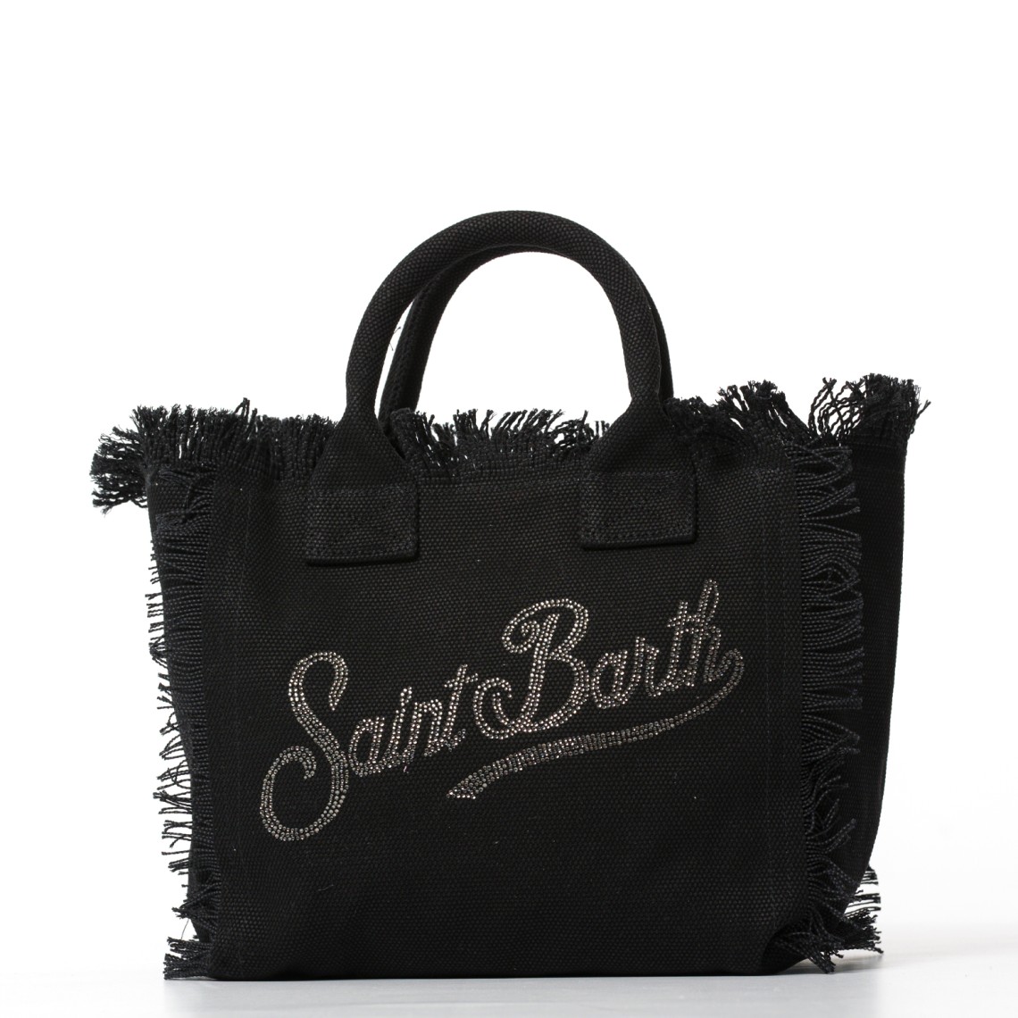 Borsa Colette nera in canvas con frange Mc2 Saint Barth