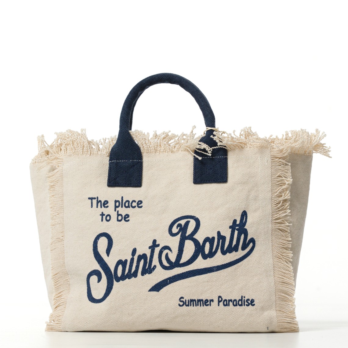 Borsa Colette bianca in canvas con frange Mc2 Saint Barth