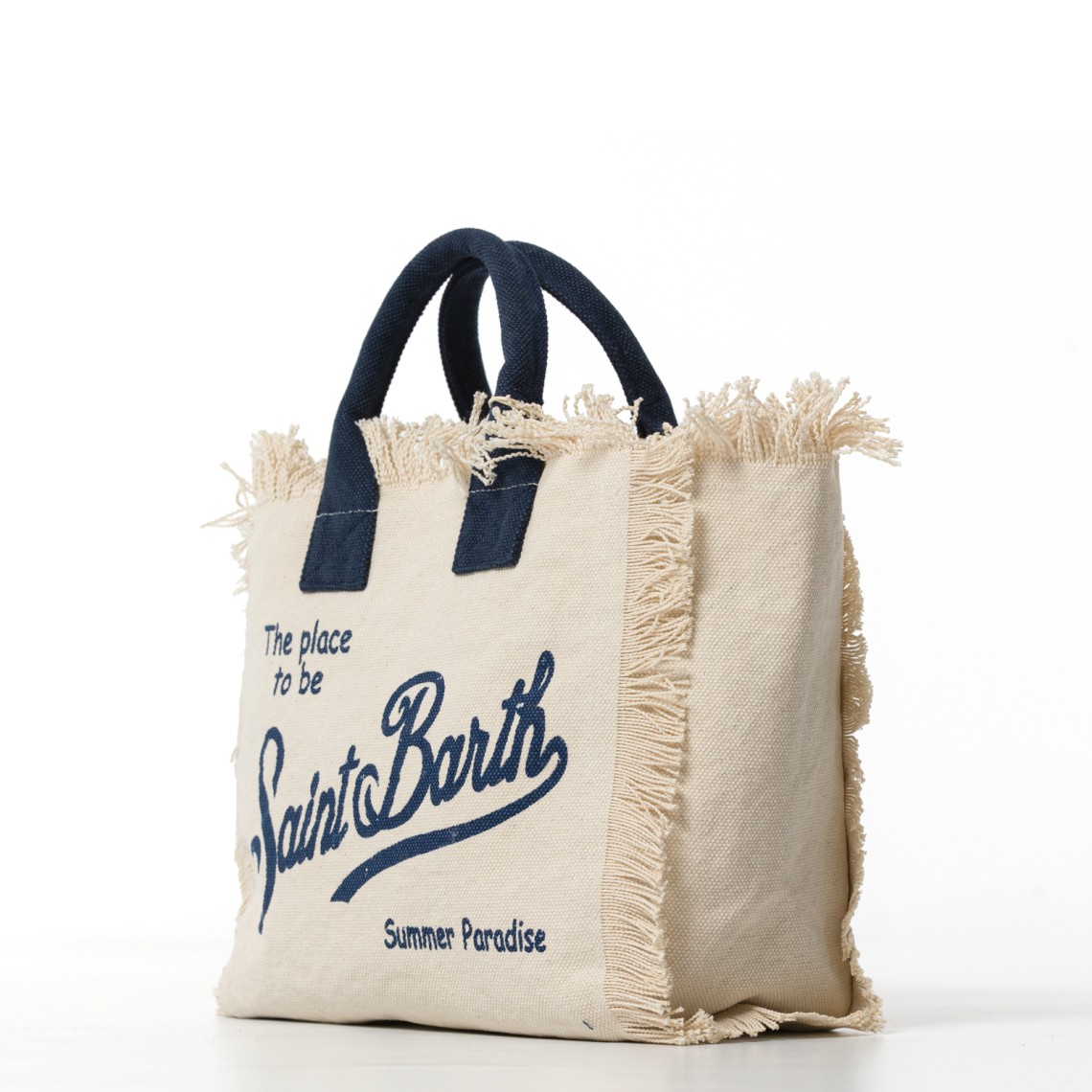 Borsa Colette bianca in canvas con frange Mc2 Saint Barth