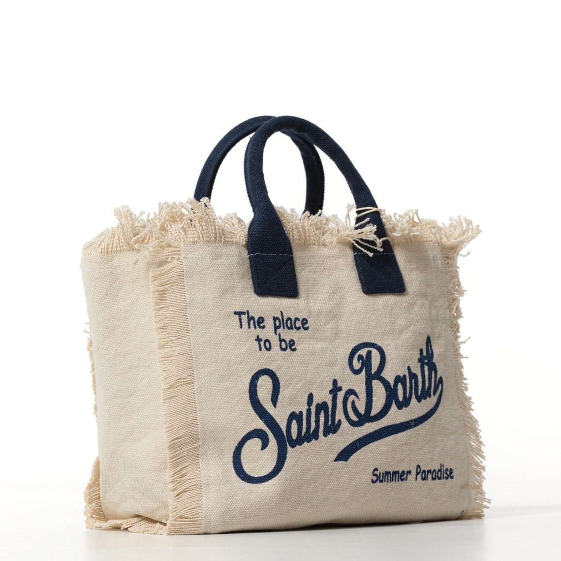 Borsa Colette bianca in canvas con frange Mc2 Saint Barth