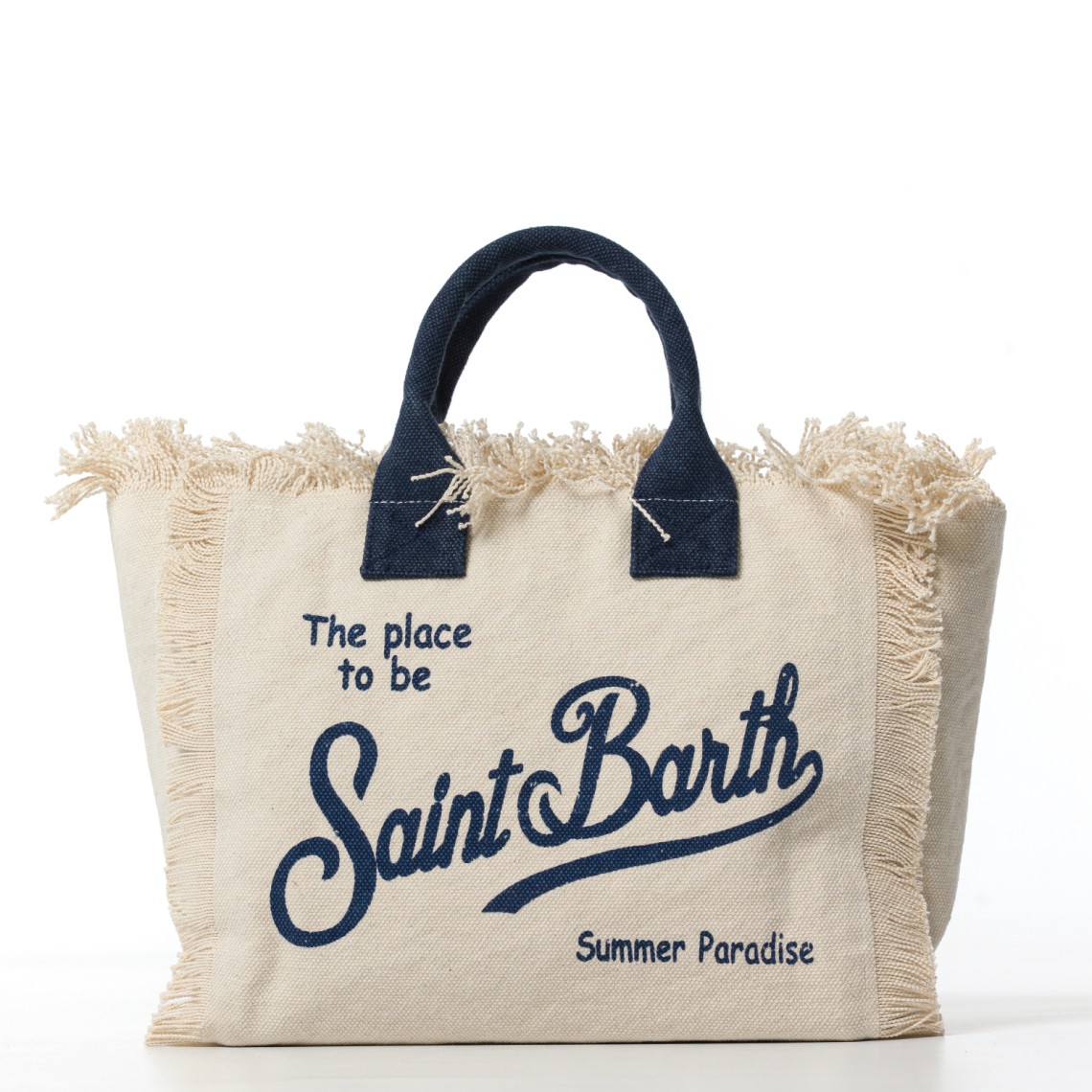 Borsa Colette bianca in canvas con frange Mc2 Saint Barth