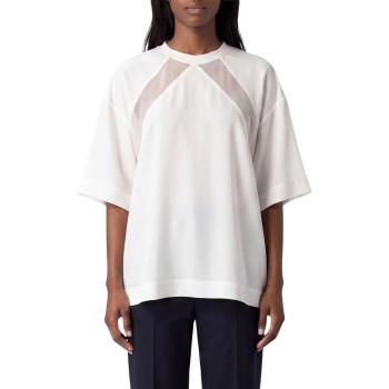 T-shirt Stephanie Pinko in jersey di cotone con pizzo
