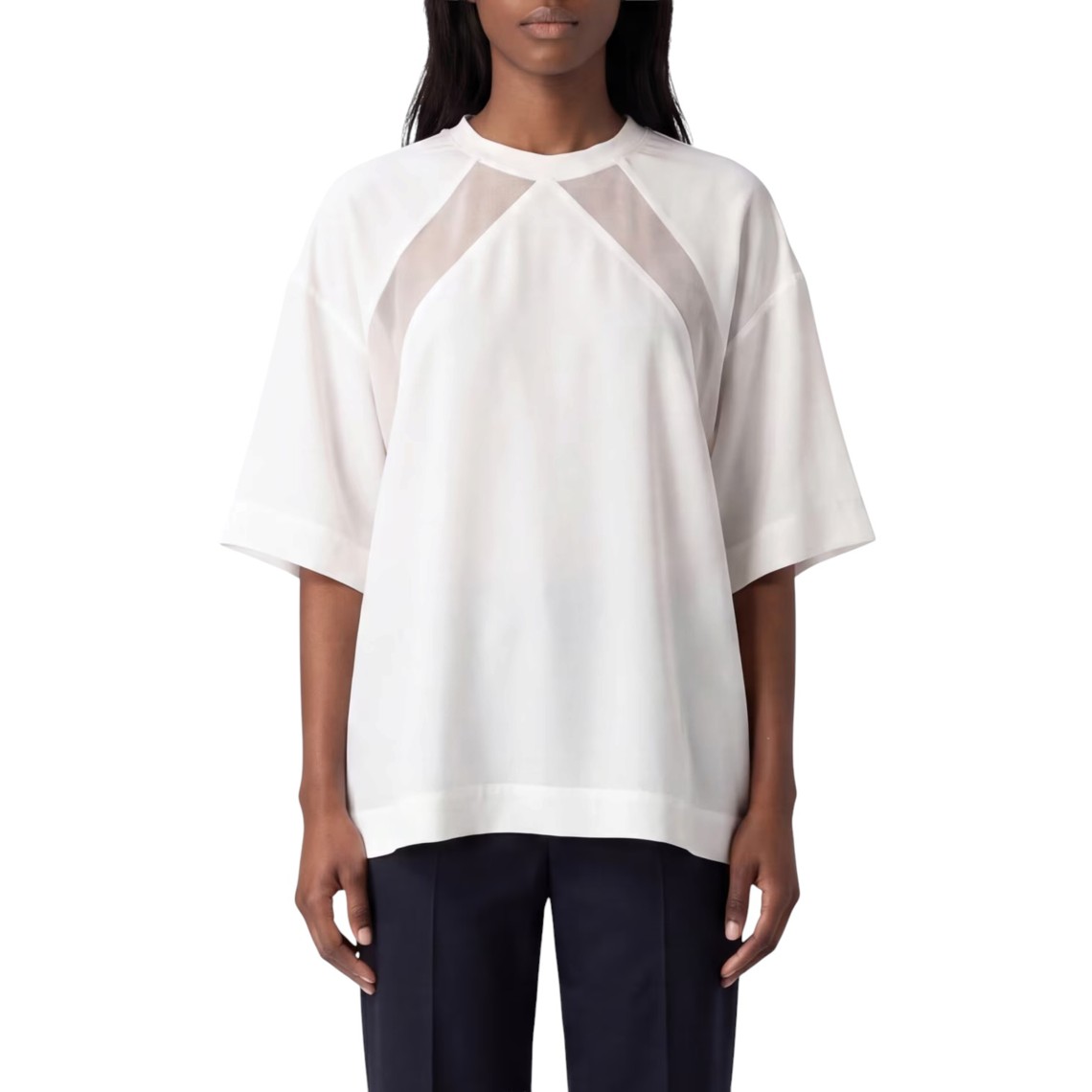 T-shirt Stephanie Pinko in jersey di cotone con pizzo