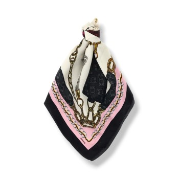 Foulard Limbo Pinko in twill misto seta con stampa borse