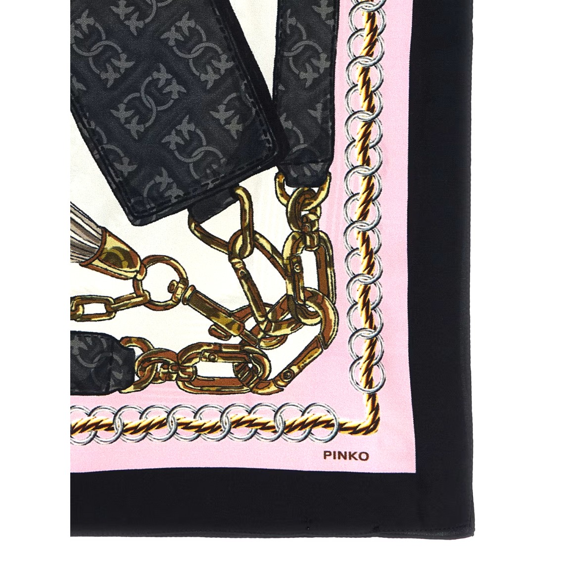 Foulard Limbo Pinko in twill misto seta con stampa borse